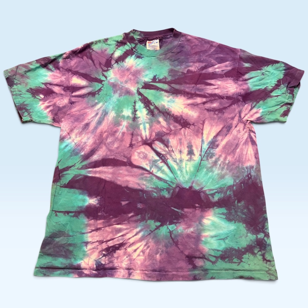 Hanes Beefy-T Shirt Mens XL Multicolor Tie Dye Tee T-Shirt Made USA Preshrunk